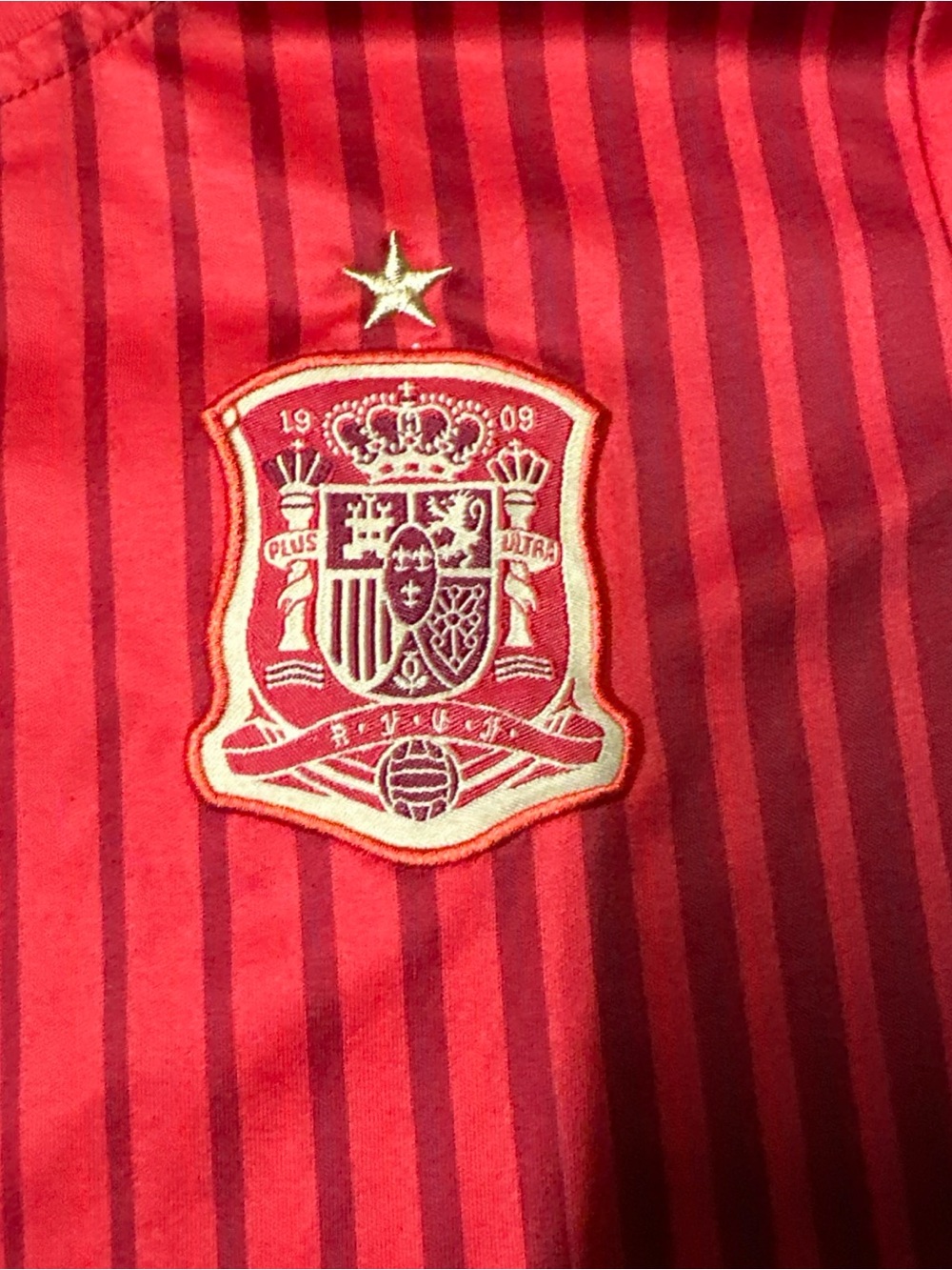adidas Red Spain National Team Soccer Shirt with Gold Accents - Picture 2 of 7